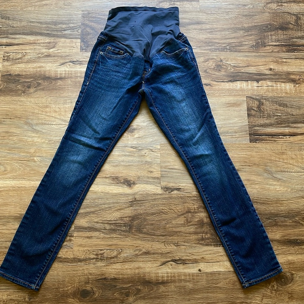 2✨Maternity Full Belly Panel Jeans, Dark Wash